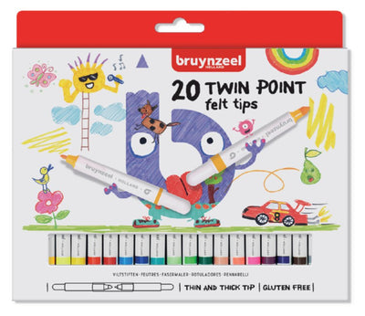 Viltstift Bruynzeel Kids Twin Points - 20 stuks assorti