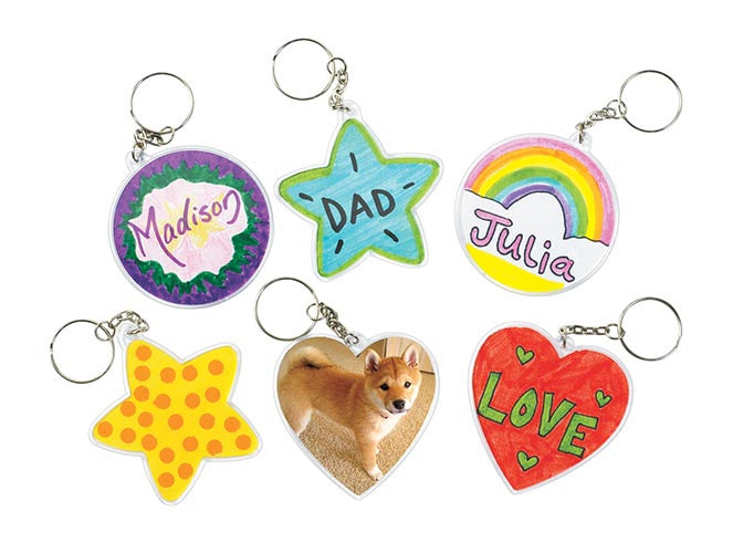 Sleutelhanger 3 vormen 9 cm 12 stuks