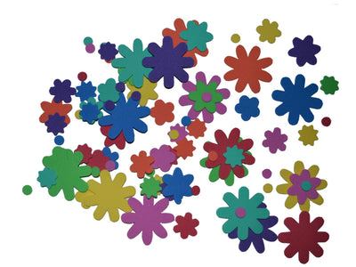 Foam bloemen assorti 10 tot 50 mm. 100stuks