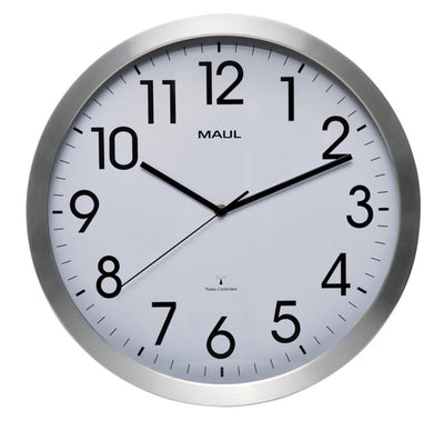 Wandklok MAUL Move RC Ã˜40xx4.5cm aluminium/wit incl.batterij