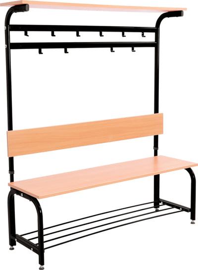 Garderobe met verstelbare bank en haken - zwart