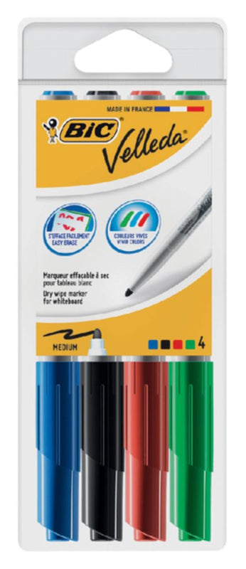 Viltstift Bic 1744 whiteboard rond ass 1.4mm blister Ã 4st