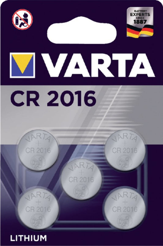 Batterij Varta knoopcel CR2016 lithium blister Ã 5stuk
