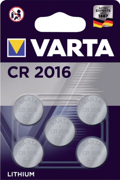 Batterij Varta knoopcel CR2016 lithium blister Ã 5stuk