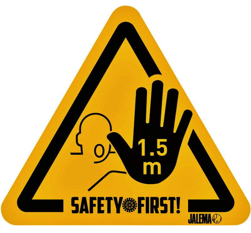 4 stuks Waarschuwingssticker houd afstand. Safety First. Afmetingen 15x17cm. Geel-zwart. Pak Ã 4 stuks.