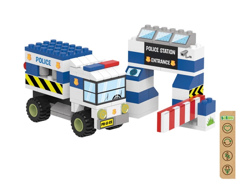 BiOBUDDi Politieauto met Slagboom BB-2038 141 dlg.