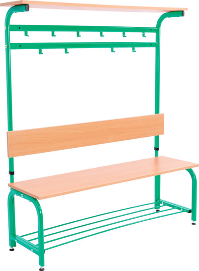 Garderobe met verstelbare bank en haken - groen