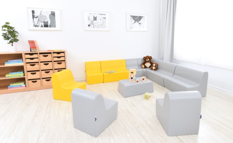 Lage hoekbank 51,5cm zithoogte 20cm - Geel