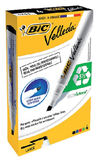 Viltstift Bic 1751 whiteboard schuin ass 3.7-5.5mm set Ã 4st