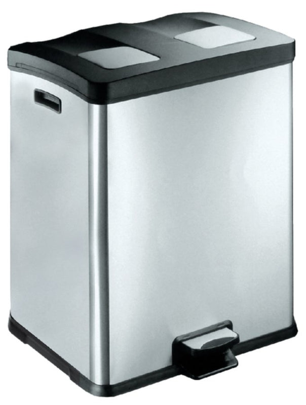 Afvalbak Rejoice RVS met kunststof binnenbak 2x30liter