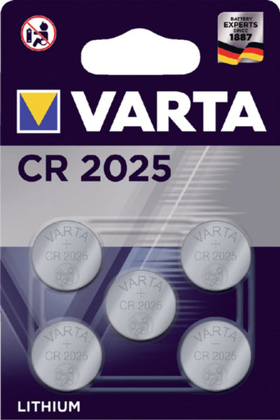 Batterij Varta knoopcel CR2025 lithium blister Ã 5stuk