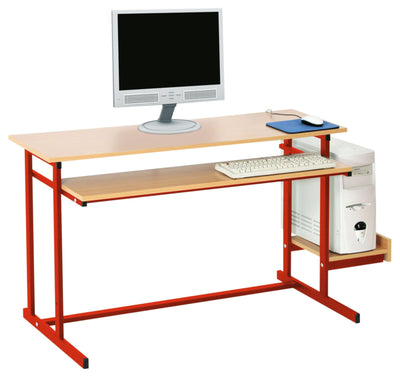 Computerbureau NEO 2, dubbel, met vaste toetsenbordlade - rood