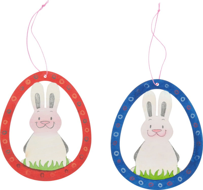 4x Houten hangers 9x11cm - paashaas