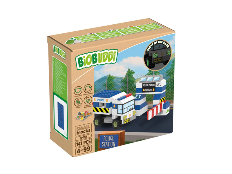 BiOBUDDi Politieauto met Slagboom BB-2038 141 dlg.
