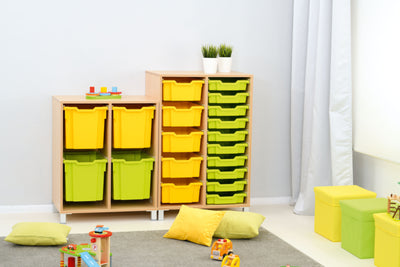 L kast voor plastic bakken - 2 rijen - met poten