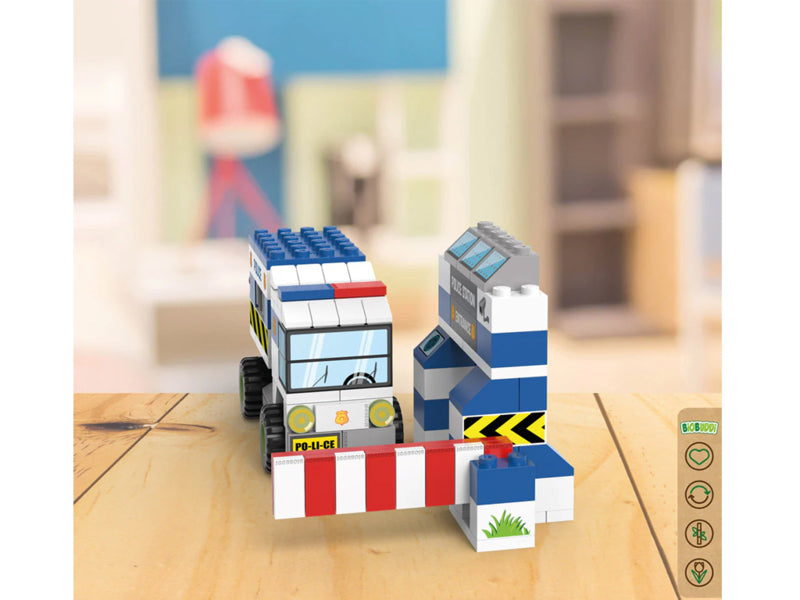 BiOBUDDi Politieauto met Slagboom BB-2038 141 dlg.