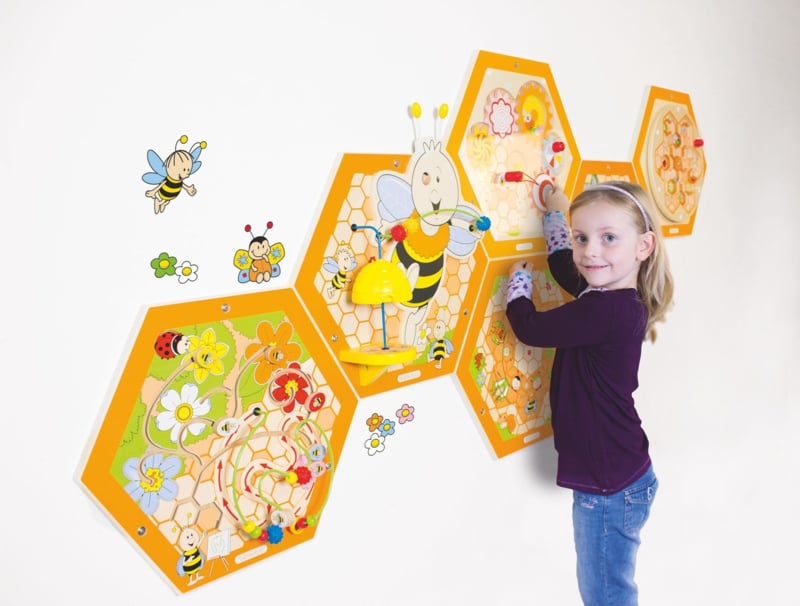 Wand-element Bijenkorf pollen honingraad 58 cm oranje