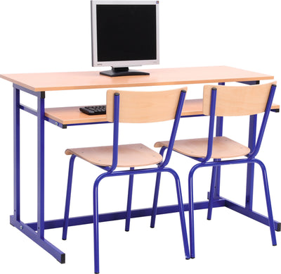 Computerbureau NEO 2R, dubbel, met instelbare hoogte 3-7 - blauw
