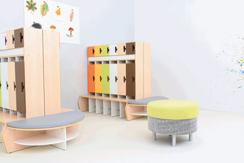 Ronde relax poef grijs/groen - ronde poten