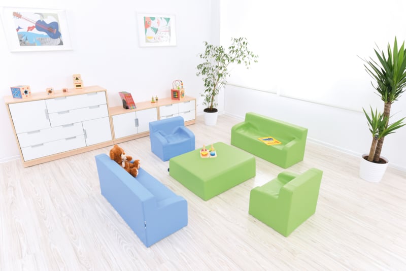 Lage hoekbank 51,5cm zithoogte 20cm - Lichtblauw