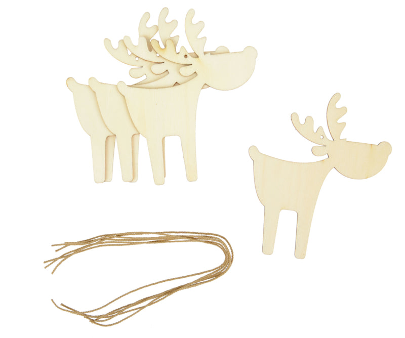4x Houten hangers 10x12cm - rendieren