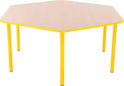 Zeshoekige Quint-tafel 128 cm 40-58cm geel