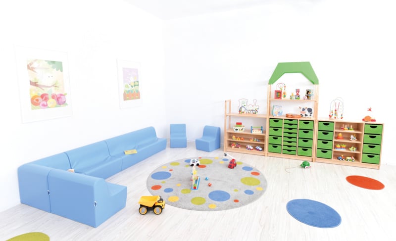 Lage hoekbank 51,5cm zithoogte 20cm - Geel