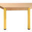 beukenhouten trapeziumtafel 120x60cm.metalen poten 46-76cm