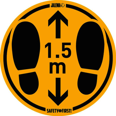 Vloersticker houd afstand geel/zwart Ã˜350mm voor gladde vloeren