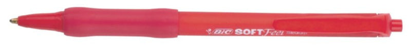 Balpen Bic Soft Feel Clic Grip rood medium 12 stuks