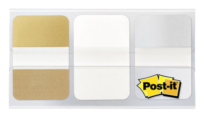 6x Indextabs 3M Post-it 686 25.4mmx38mm goud, wit en zilver