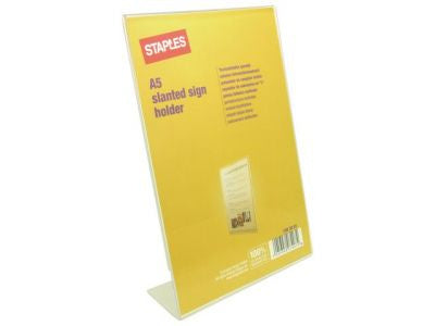 Staples Presenteer Tafelstandaard A5, Schuinstaand portret, Transparant