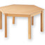 beukenhouten Tafel zeskantig 120 cm. 46-76cm