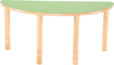 Halfronde Flexi tafel 120x60cm groen in hoogte verstelbaar