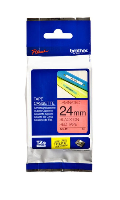 Labeltape Brother P-touch TZE-451 24mm zwart op rood