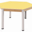 Beukenhouten tafel hexagonaal 120 cm. verstelbare metalen poten