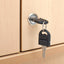 Flexi-kasten S met legbord, breed - met plint, berken deuren met slot