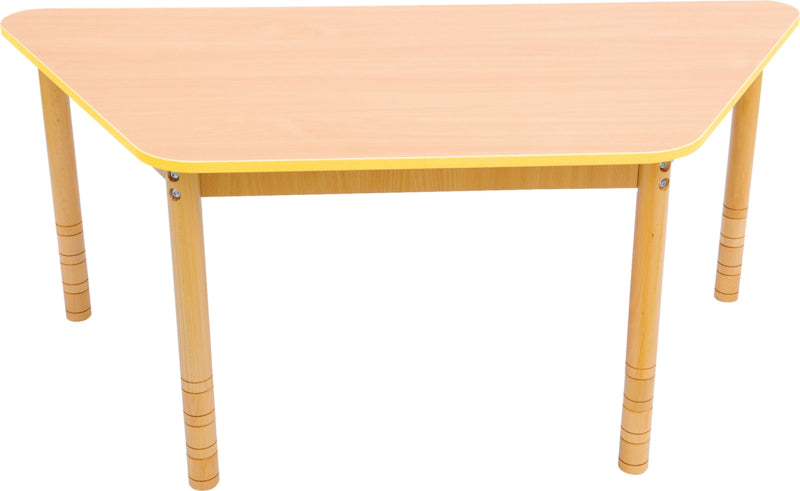 Trapezium esdoorn tafelblad met kleurrijke gele rand