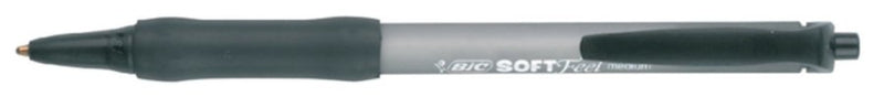Balpen Bic Soft Feel Clic Grip zwart medium 12 stuks