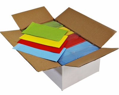 Cadeauzak kraft uni color 12x19cm assorti doos Ã 4x250 stuks