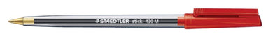 Balpen Staedtler Stick 430 rood medium 10 stuks