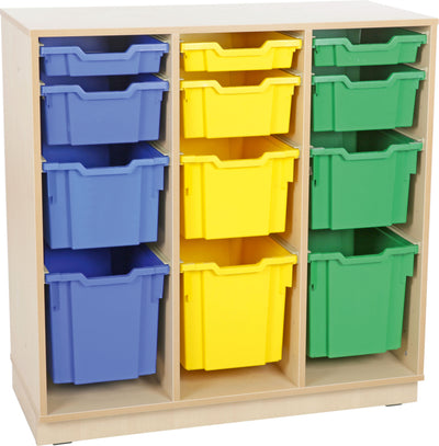 L kast voor plastic bakjes met plint - 3 rijen