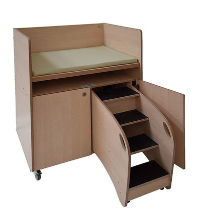 Verrijdbare commode trap rechts - berken