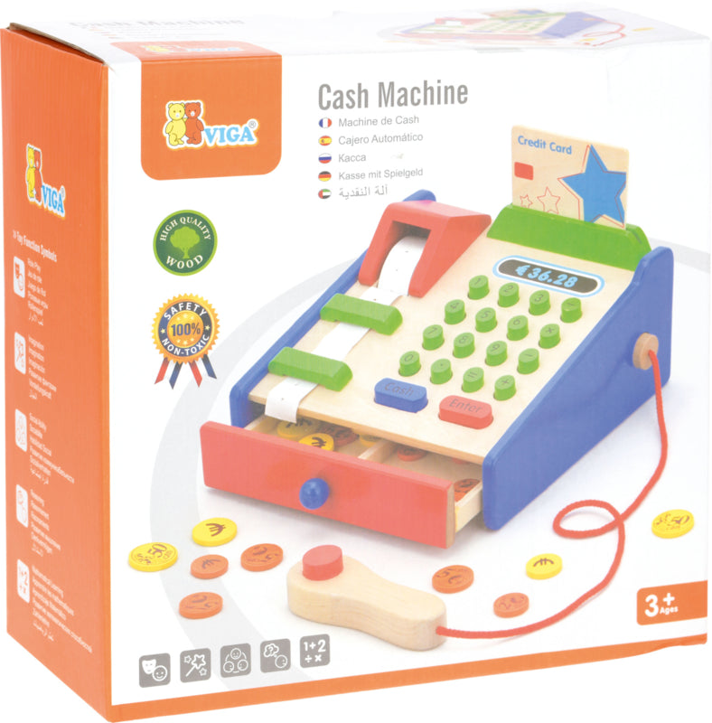 Kassa met 40 munten hout