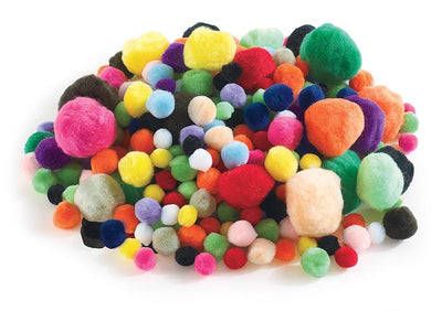 Pompons assorti 1-5 cm 300 stuks