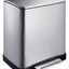 Afvalbak pedaalemmer E-Cube RVS mat rechthoekig 9+10liter