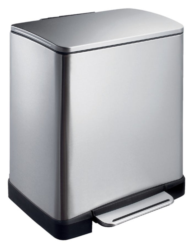 Afvalbak pedaalemmer E-Cube RVS mat rechthoekig 9+10liter