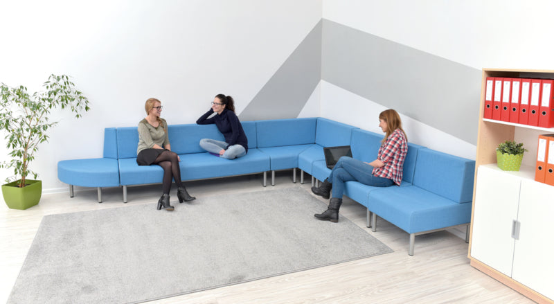 Interne hoekbank, brandvertragend 1, lichtblauw