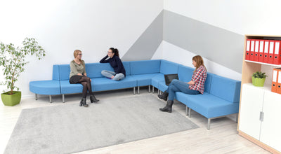 Interne hoekbank, brandvertragend 1, lichtblauw