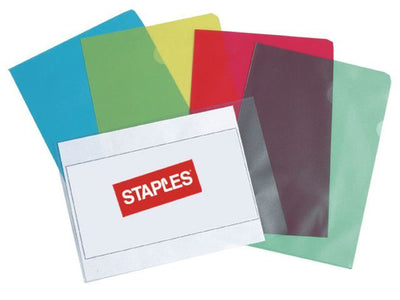 Geel, pak 25 stuks Staples Zichtmap L-Model, A4, Generfd PP, 0,12 mm